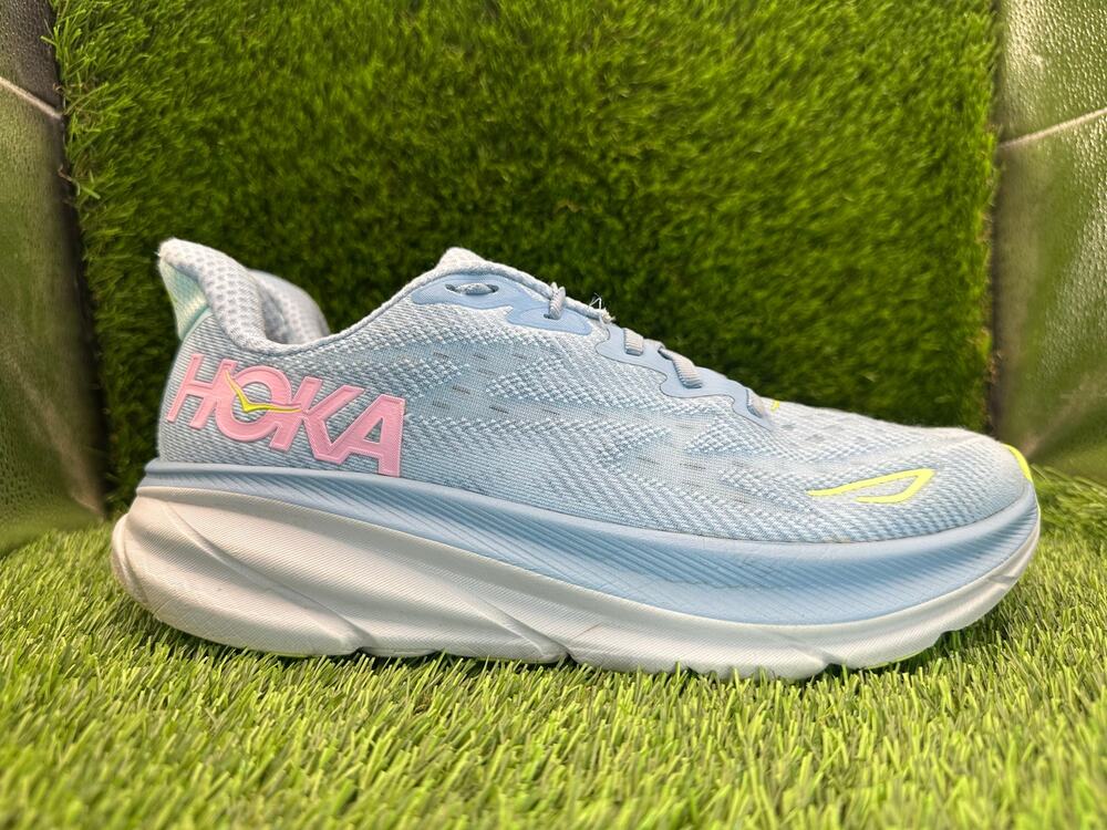 Hoka One One Clifton 9 1127896-DNK Athletic Sneaker Women's 10B Blue Knit Sports